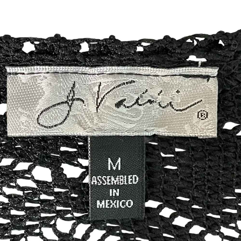 Black Crochet Knit V-Neck Swim Beach Cover Up Resortwear Dress Bell Sleeve - Picture 10 of 10